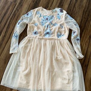 ASOS sheer sleeve embroidered dress